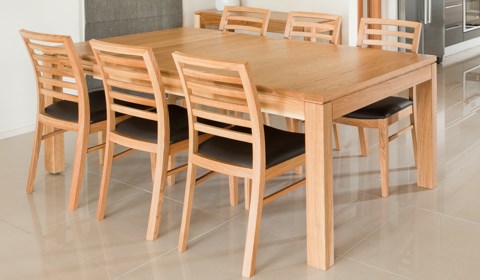ATTRA 1700 DOUBLE EXTN DINING TABLE IN OAK. 