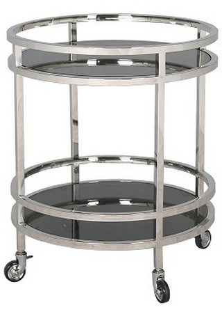 QDIC COCTAIL TROLLEY SS/BLACK GLASS 