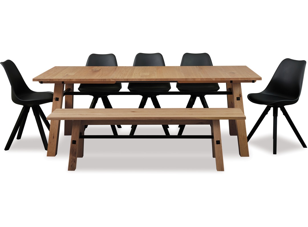 Stockholm 7 Pce 2100 Extension Dining Suite Bench 5 X Dima Chairs